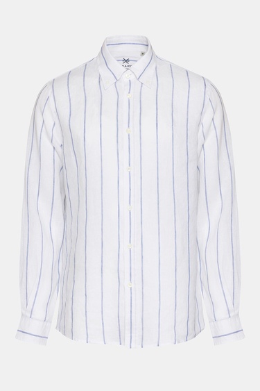  Erkek Beyaz Düğmeli Yaka Cooper Fit İrlanda Keten Gömlek