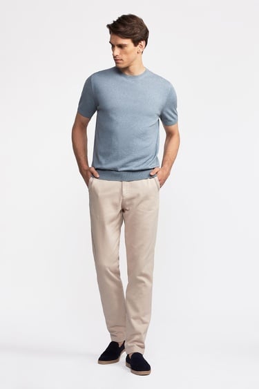  Erkek Mavi Kısa Kollu Bisiklet Yaka Kazak