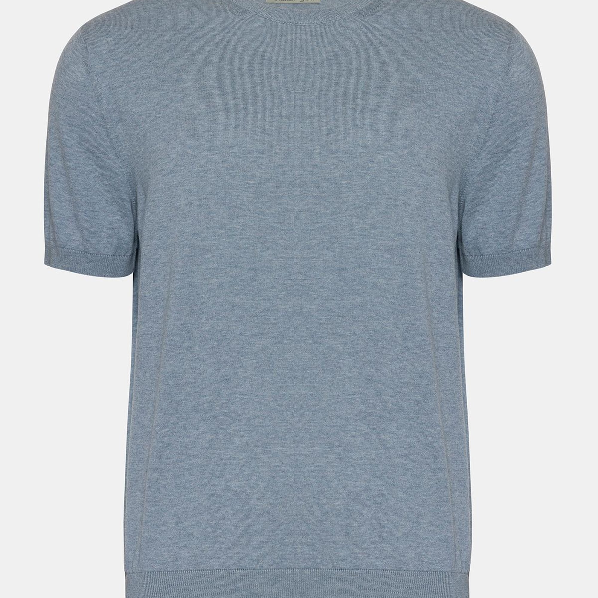 Erkek Mavi Kısa Kollu Bisiklet Yaka Kazak