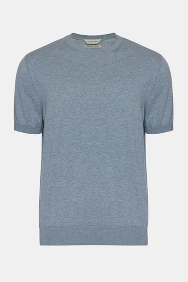  Erkek Mavi Kısa Kollu Bisiklet Yaka Kazak