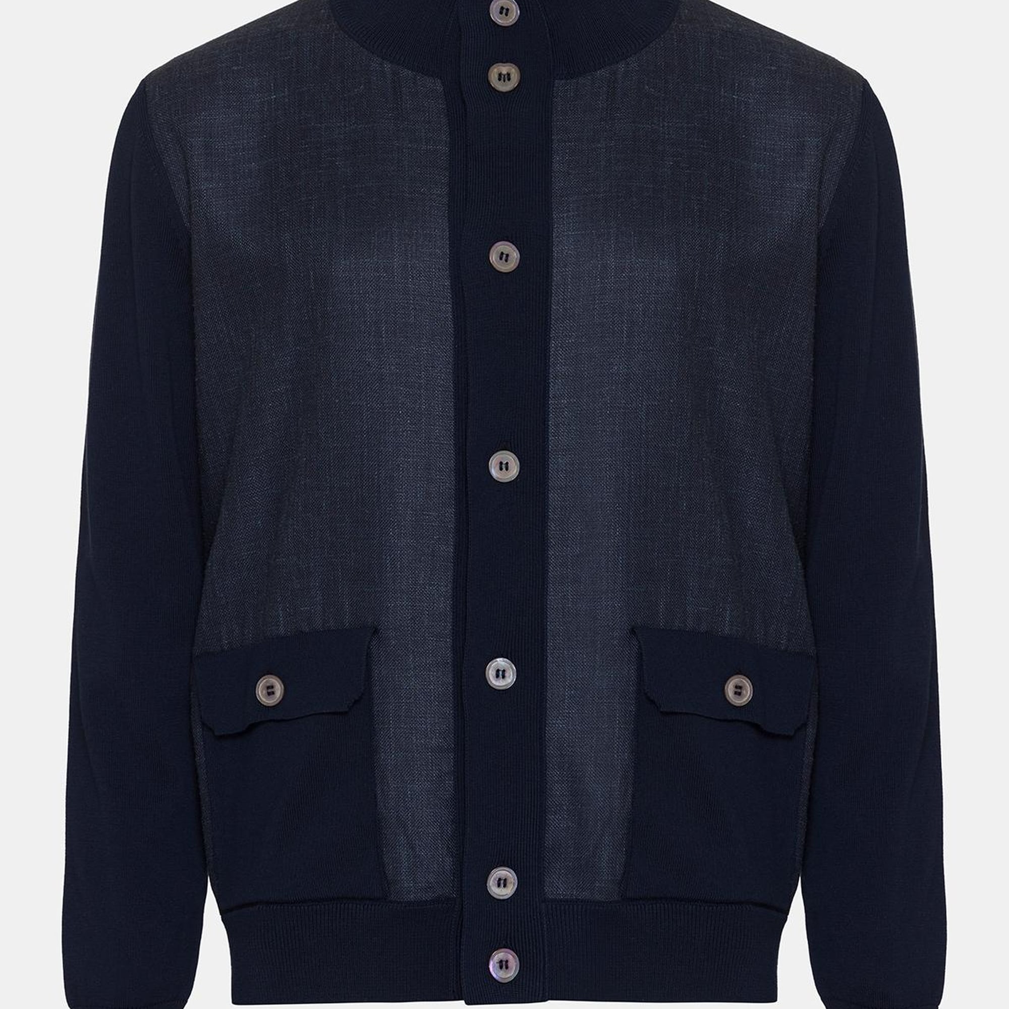 Erkek Lacivert Düğmeli Cep Detaylı Hırka