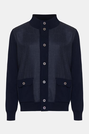  Erkek Lacivert Düğmeli Cep Detaylı Hırka