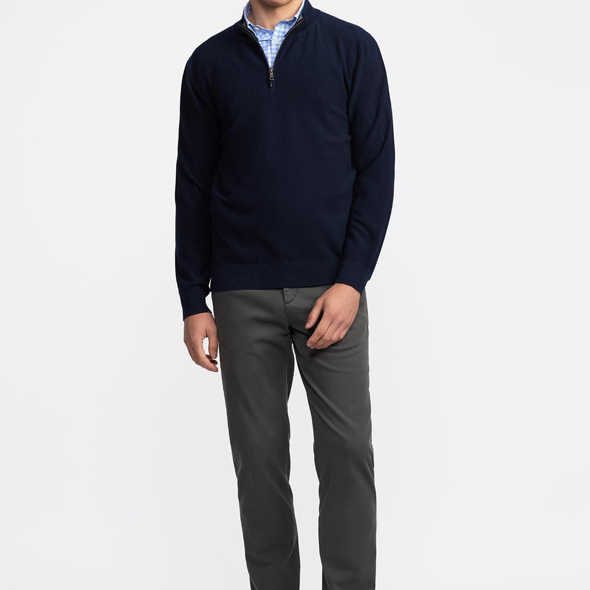 Erkek Lacivert Yarım Fermuarlı Hırka