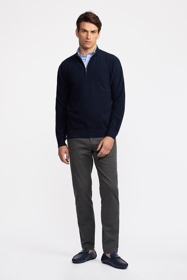  Erkek Lacivert Yarım Fermuarlı Hırka