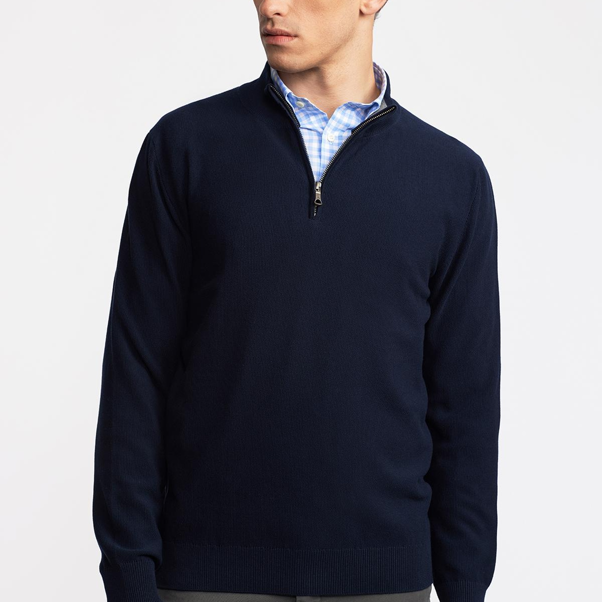 Erkek Lacivert Yarım Fermuarlı Hırka