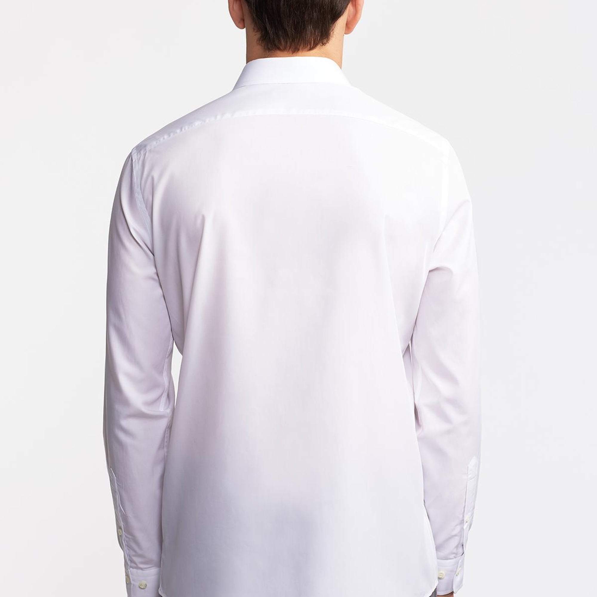 Erkek Beyaz Cooper Fit İtalyan Yaka Klasik Gömlek