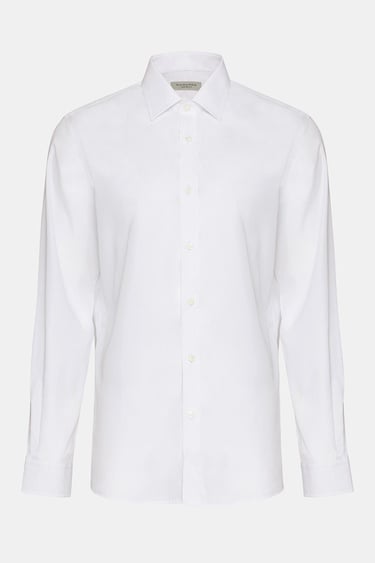  Erkek Beyaz Cooper Fit Kravat Yaka Klasik Gömlek