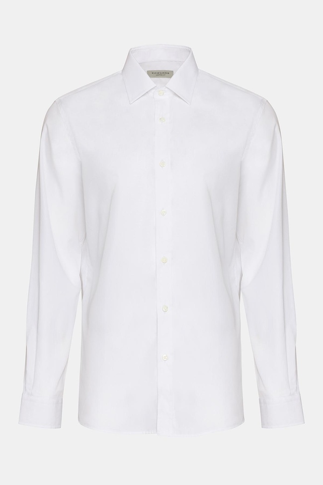  Erkek Beyaz Cooper Fit Kravat Yaka Klasik Gömlek