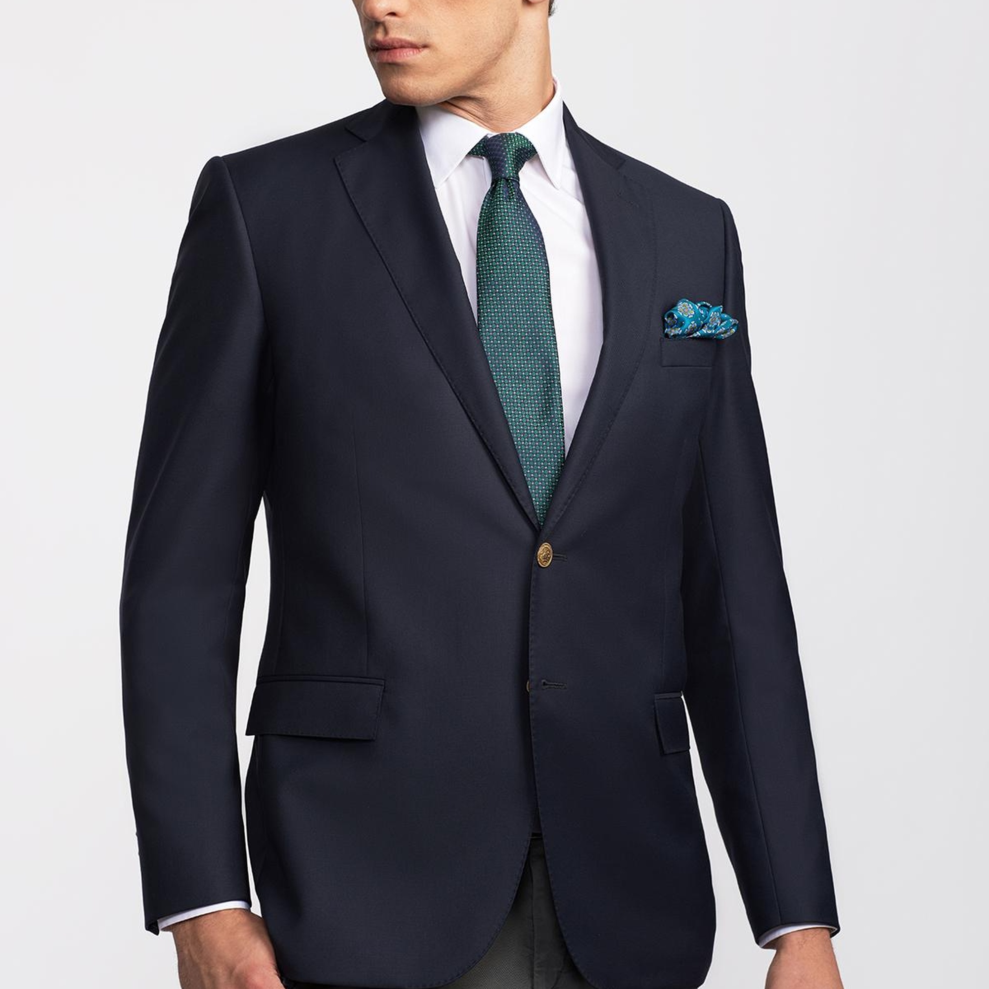 Erkek Lacivert Mono Yaka Yün Delfino Blazer Ceket