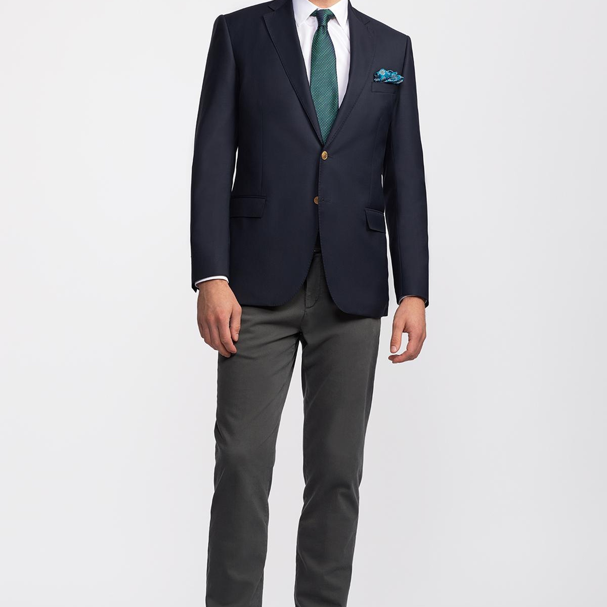 Erkek Lacivert Mono Yaka Yün Delfino Blazer Ceket