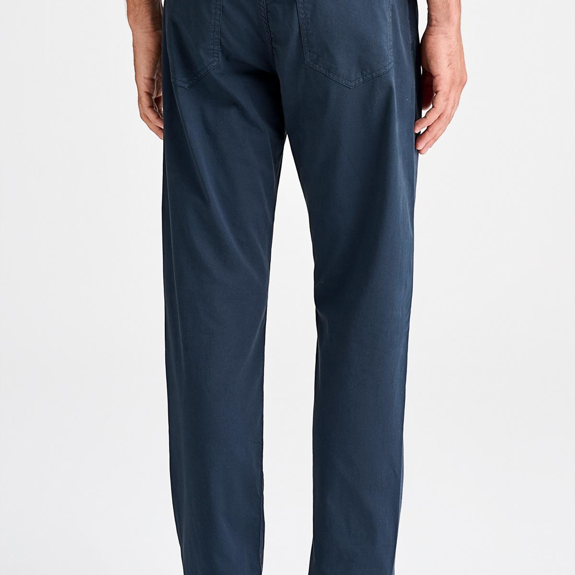 Erkek Mavi Pamuk İpek Karışımlı 5 Cep Pantolon