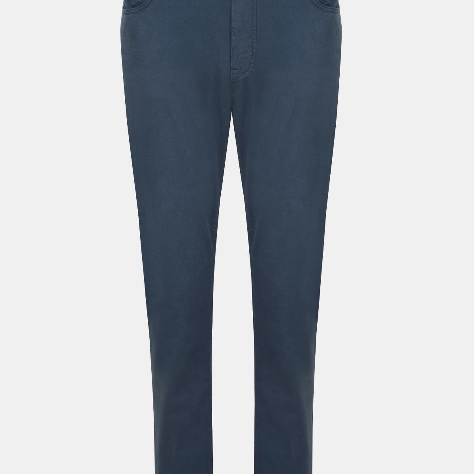 Erkek Mavi Pamuk İpek Karışımlı 5 Cep Pantolon