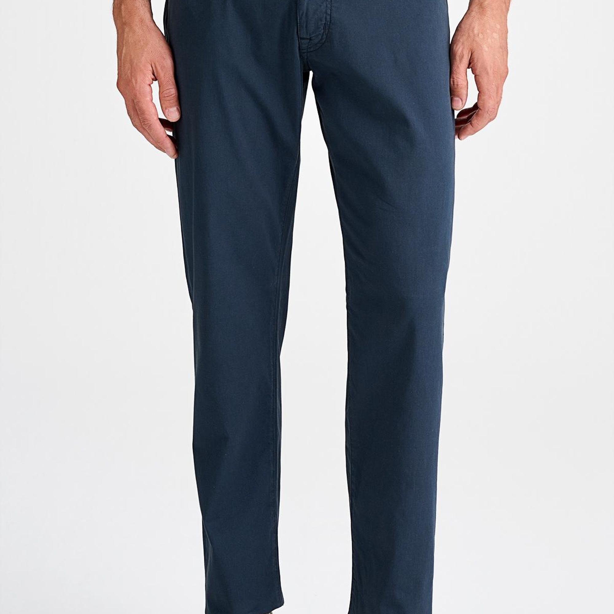 Erkek Mavi Pamuk İpek Karışımlı 5 Cep Pantolon