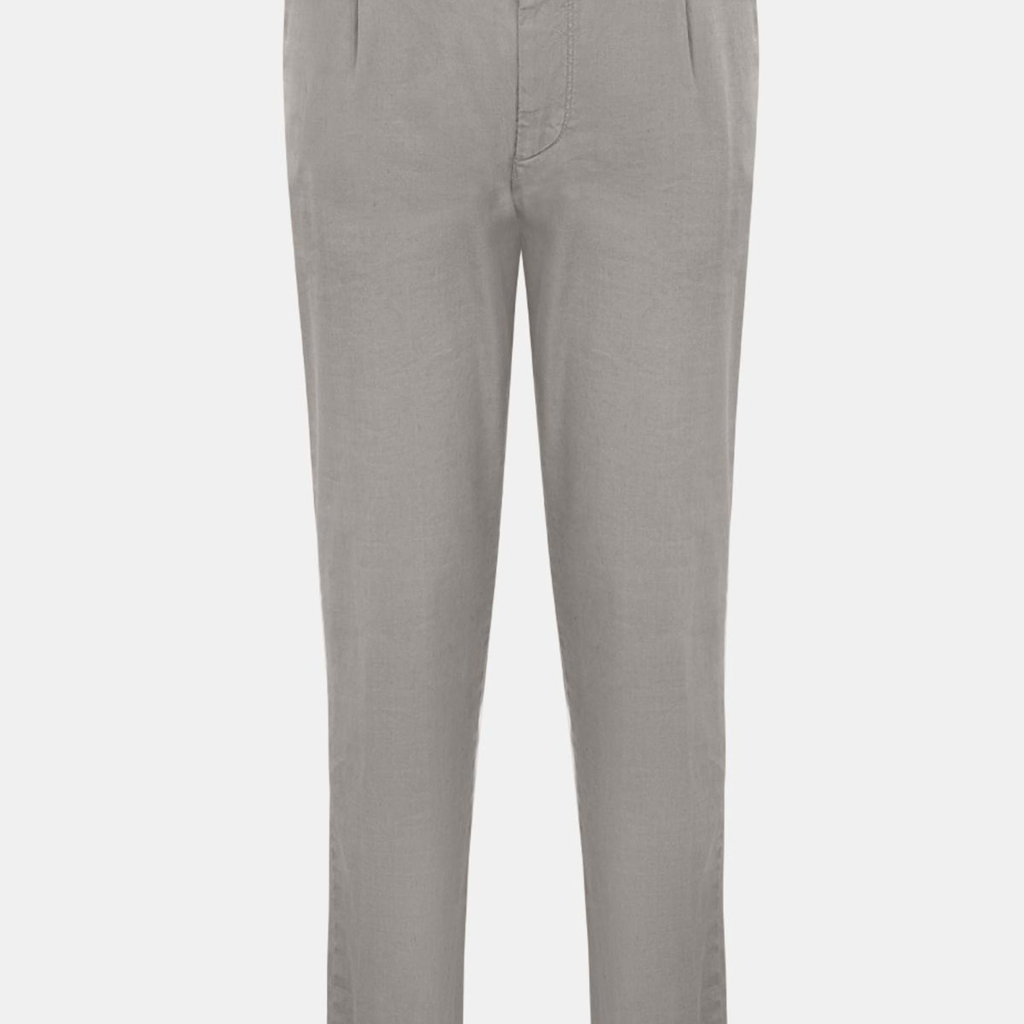 Erkek Gri Keten Chino Pantolon