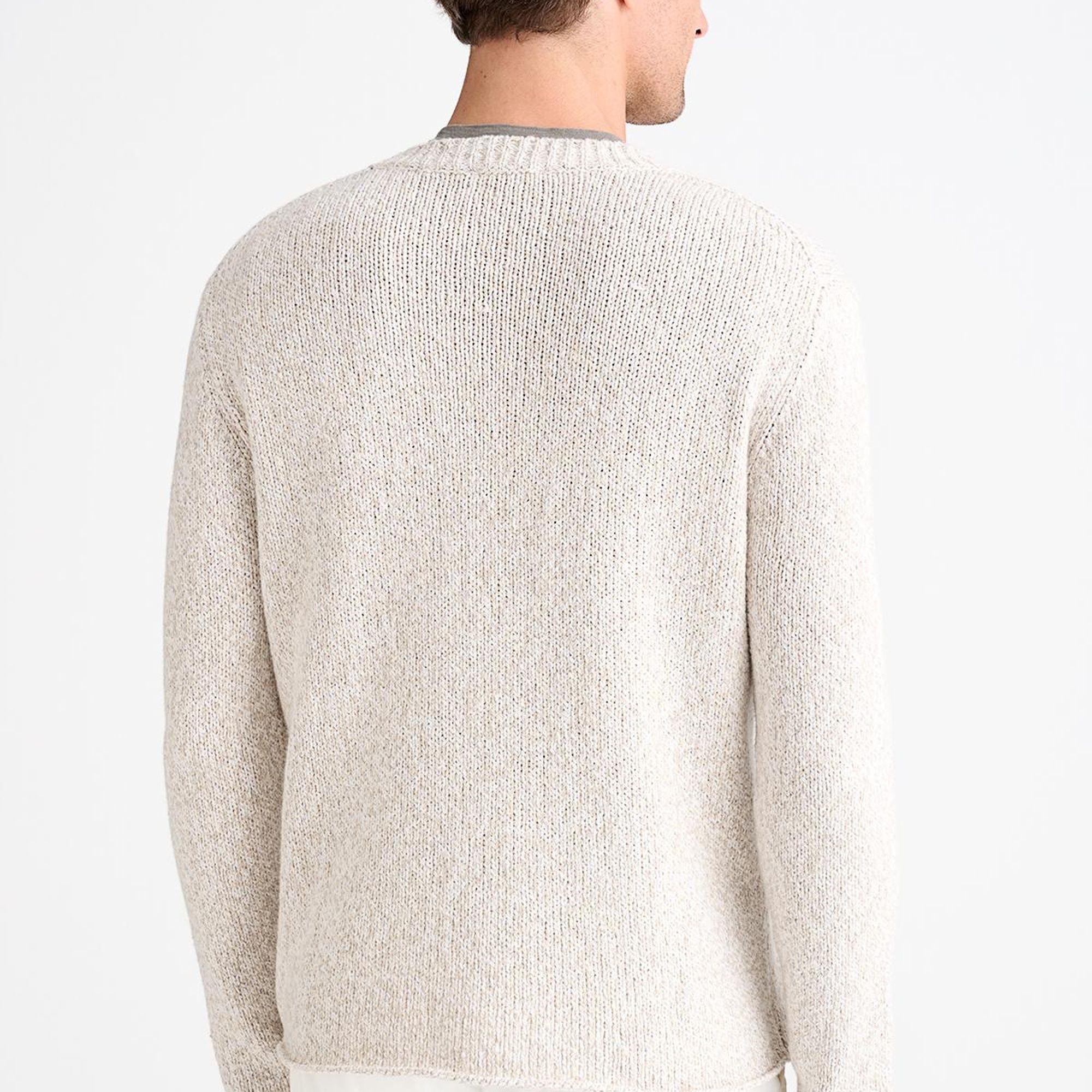 Erkek Vizon Pamuklu Bisiklet Yaka Triko