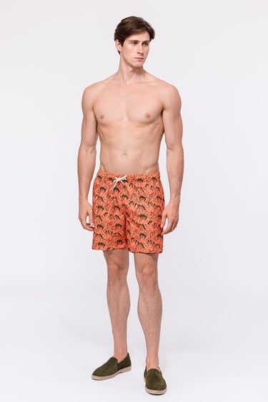  Erkek Pembe Baskılı Mayo Şort