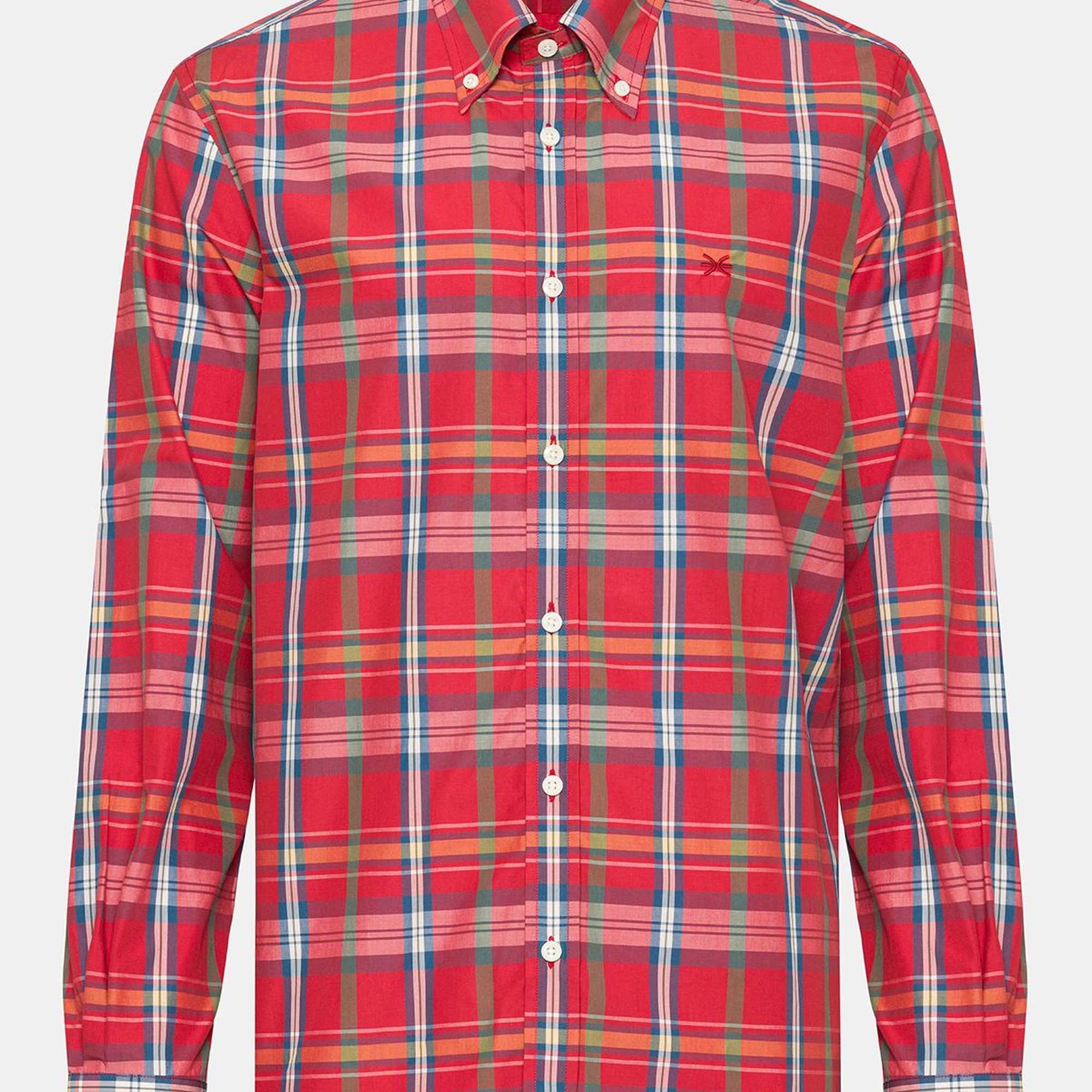 Erkek Kırmızı Cooper Fit Düğmeli Yaka Spor Gömlek