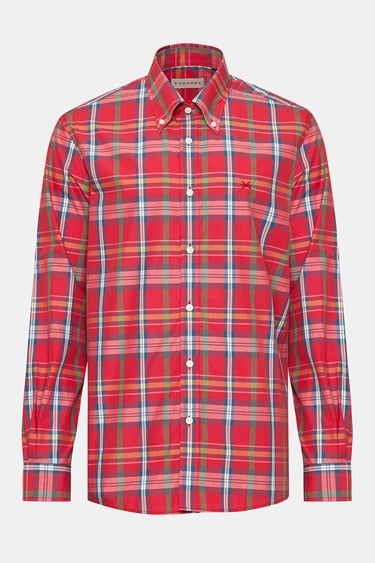  Erkek Kırmızı Cooper Fit Düğmeli Yaka Spor Gömlek
