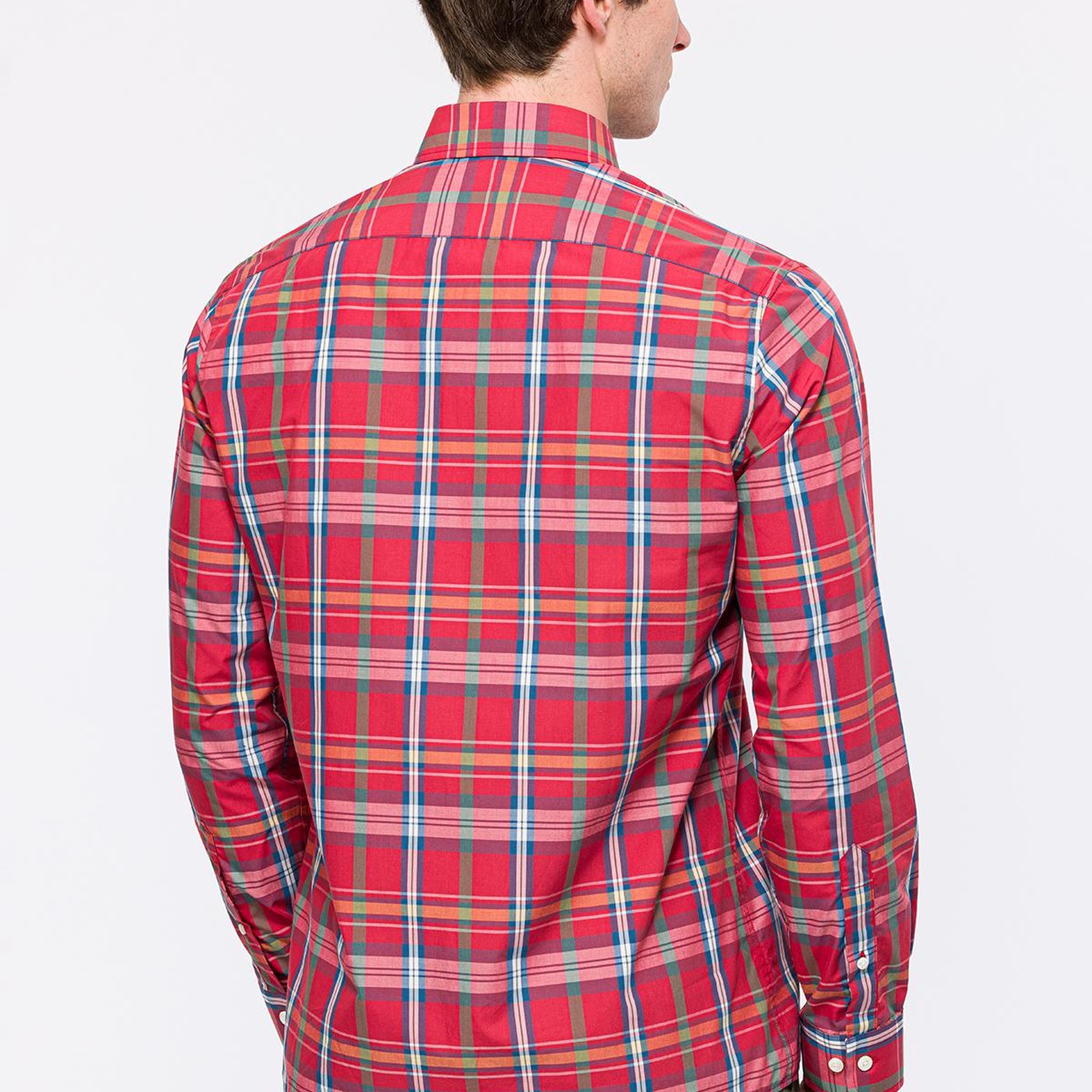 Erkek Kırmızı Cooper Fit Düğmeli Yaka Spor Gömlek