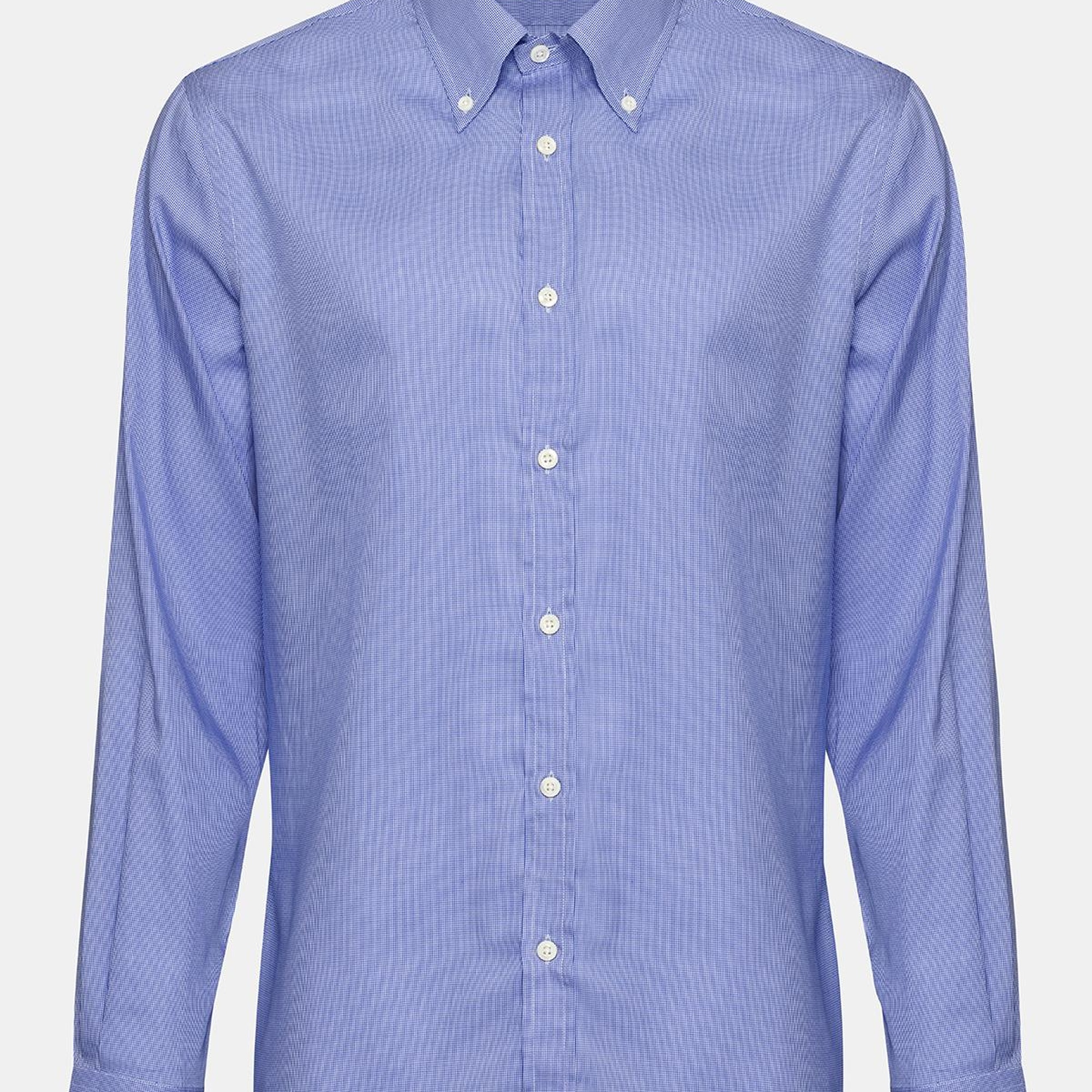 Erkek Lacivert Cooper Fit Düğmeli Yaka Klasik Gömlek