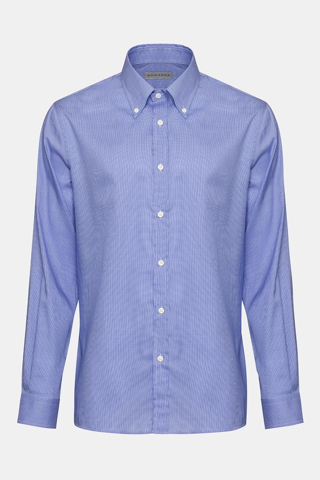  Erkek Lacivert Cooper Fit Düğmeli Yaka Klasik Gömlek