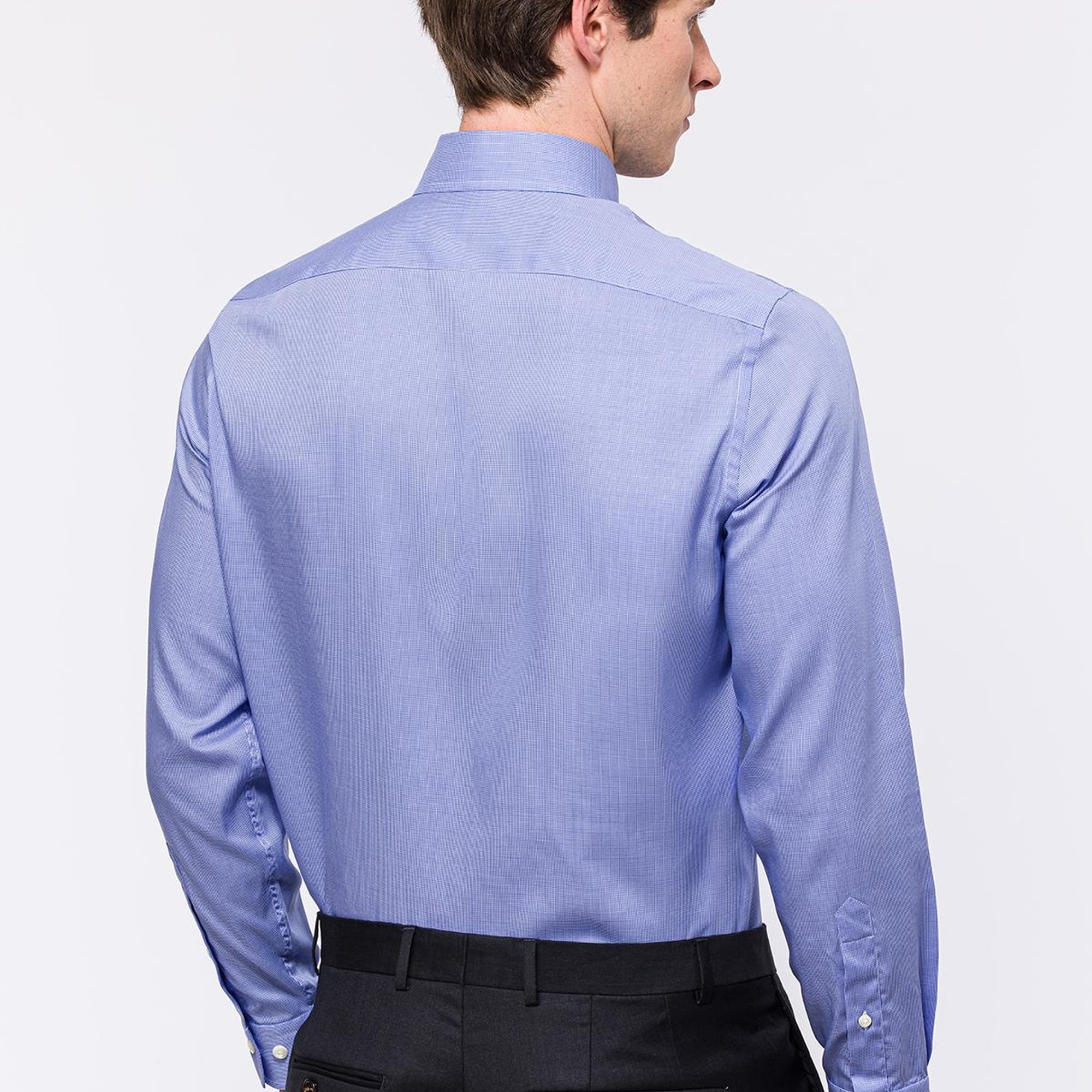 Erkek Lacivert Cooper Fit Düğmeli Yaka Klasik Gömlek