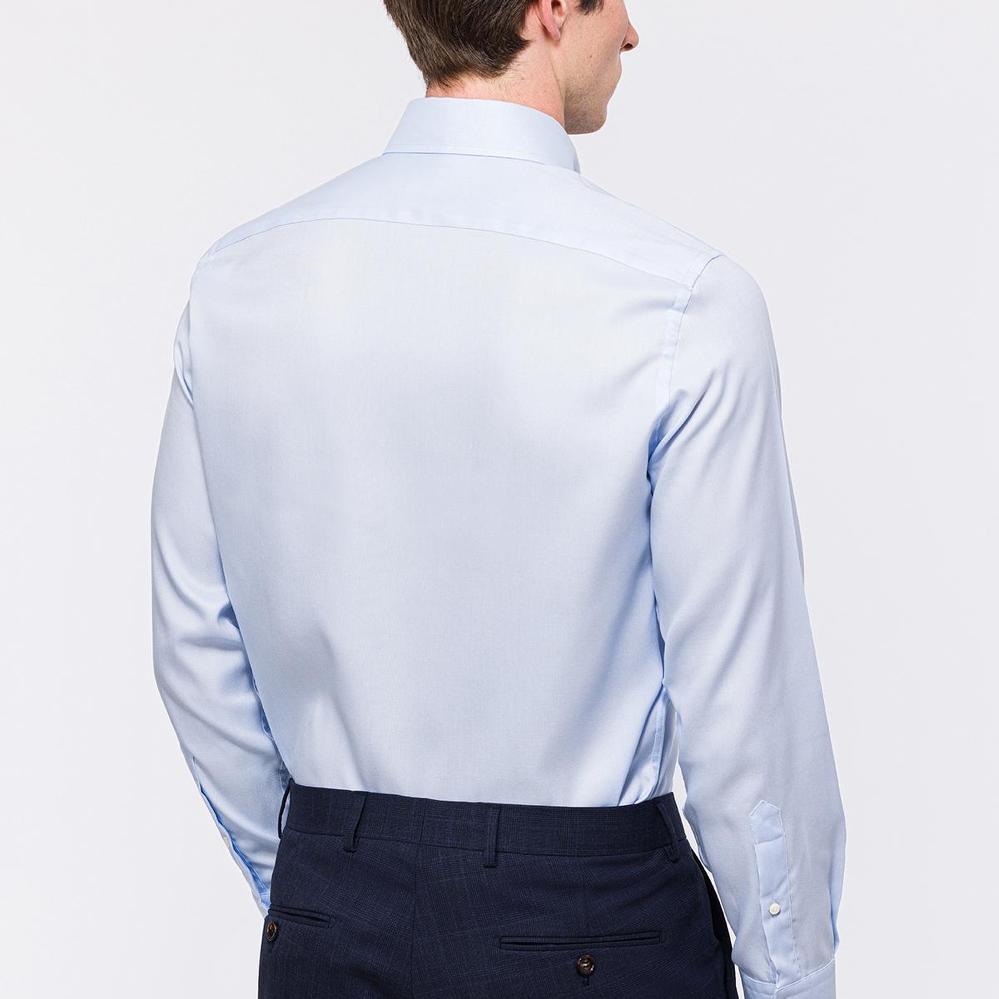 Erkek Açık Mavi Cooper Fit Düğmeli Yaka Klasik Gömlek