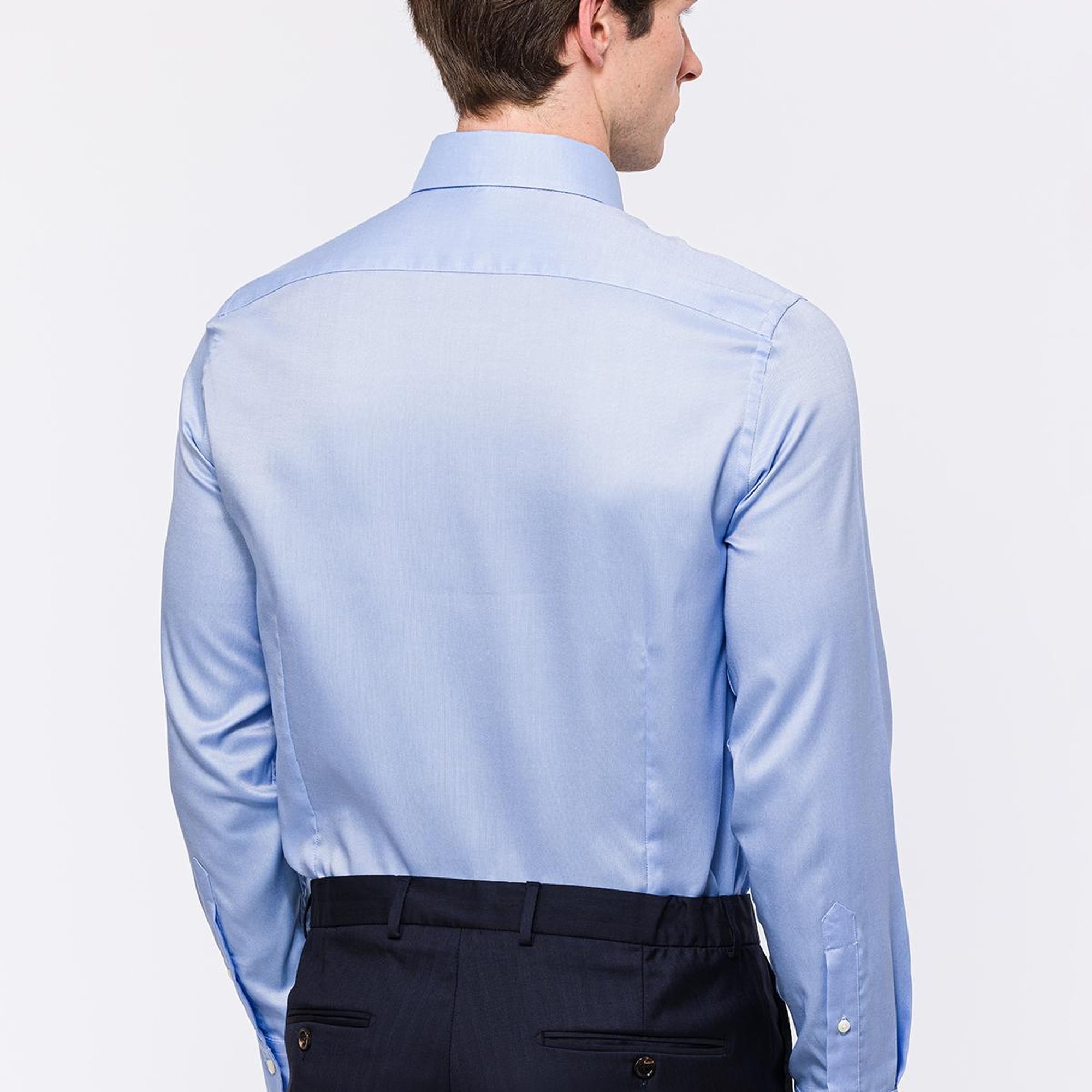 Erkek Koyu Mavi Oliver Fit Düğmeli Yaka Klasik Gömlek