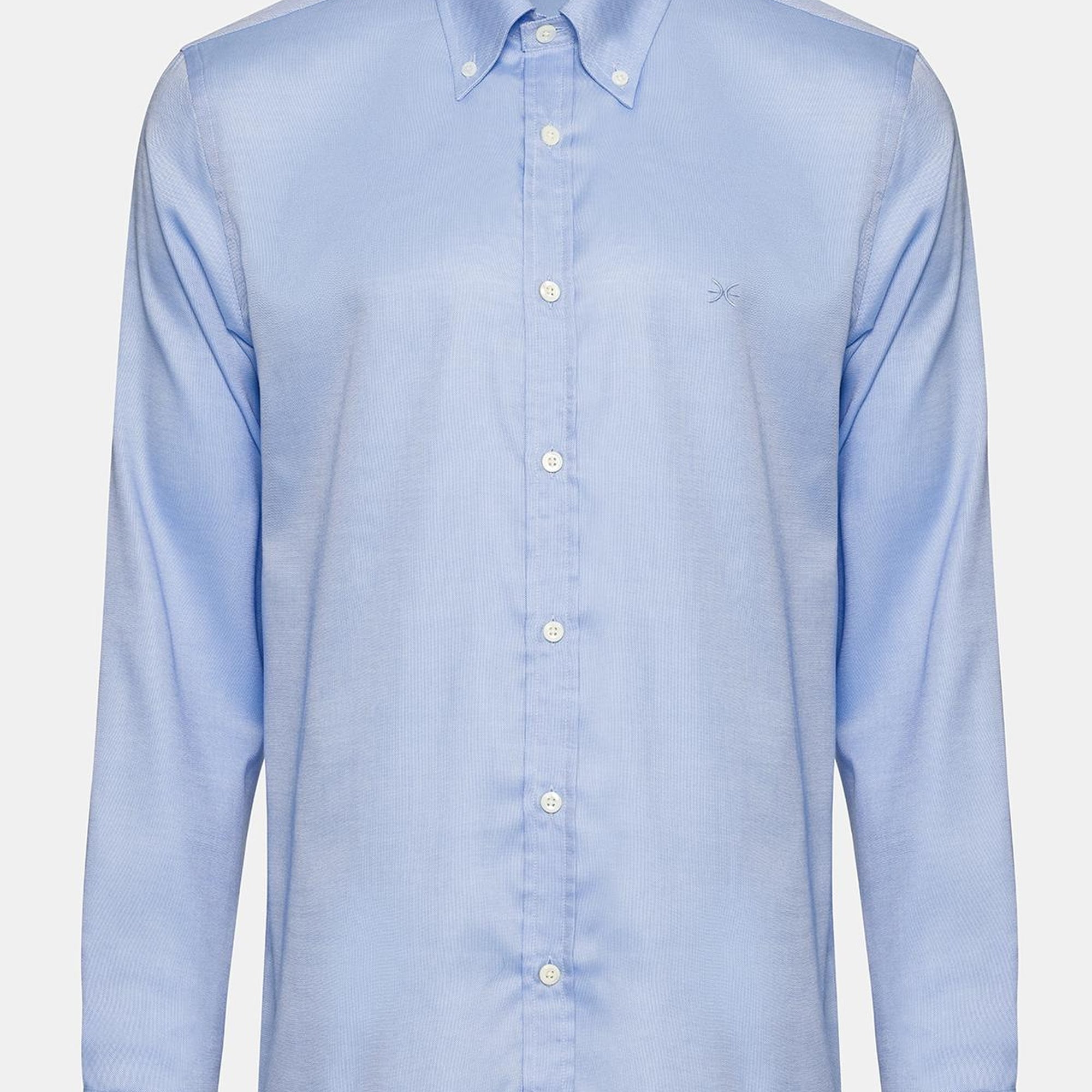 Erkek Koyu Mavi Oliver Fit Düğmeli Yaka Klasik Gömlek