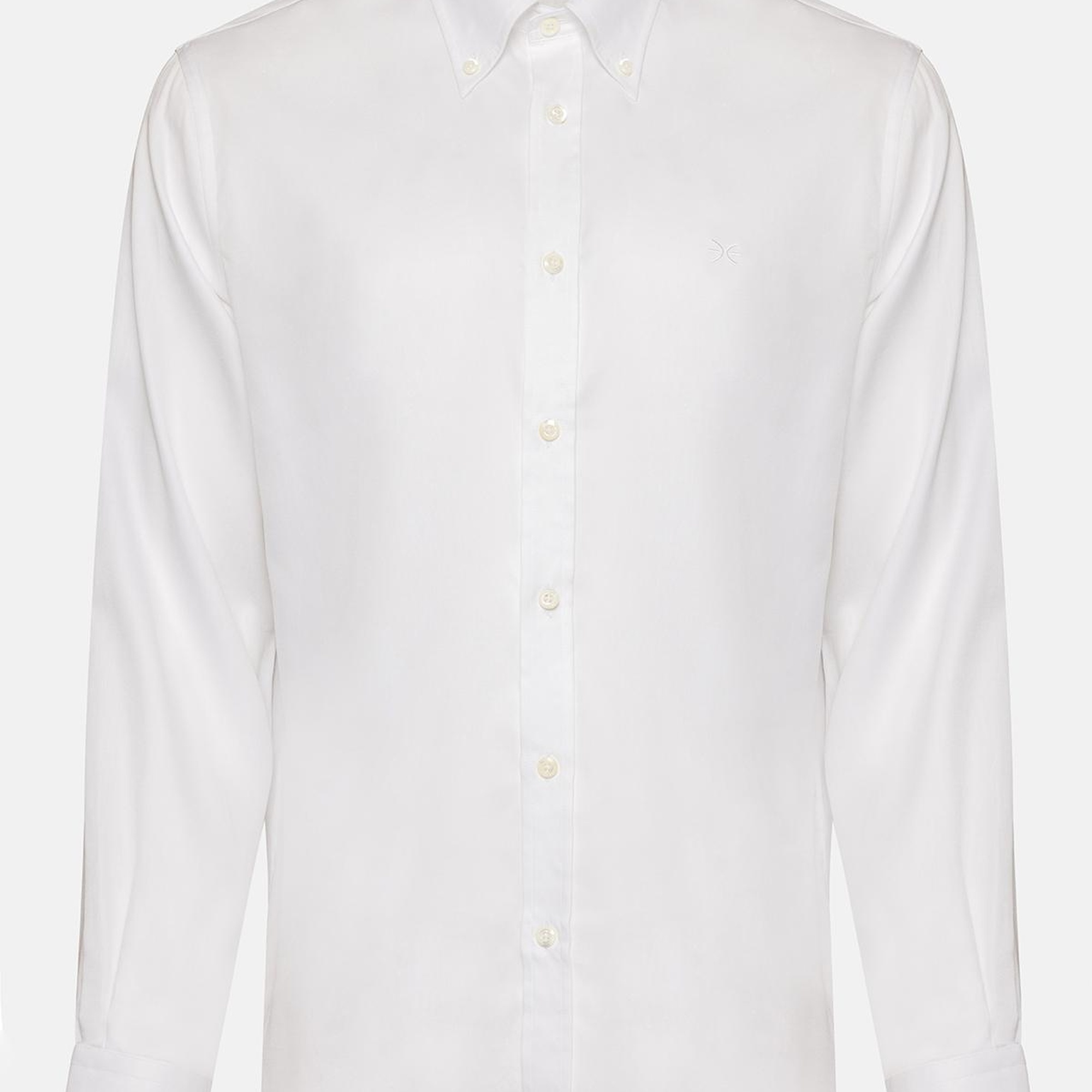 Erkek Beyaz Cooper Fit Düğmeli Yaka Klasik Gömlek