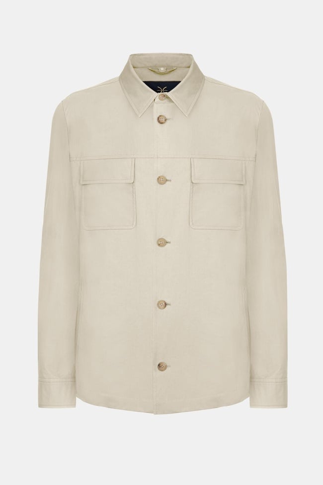  Erkek Bej Paraşüt Kumaşlı Gömlek Ceket