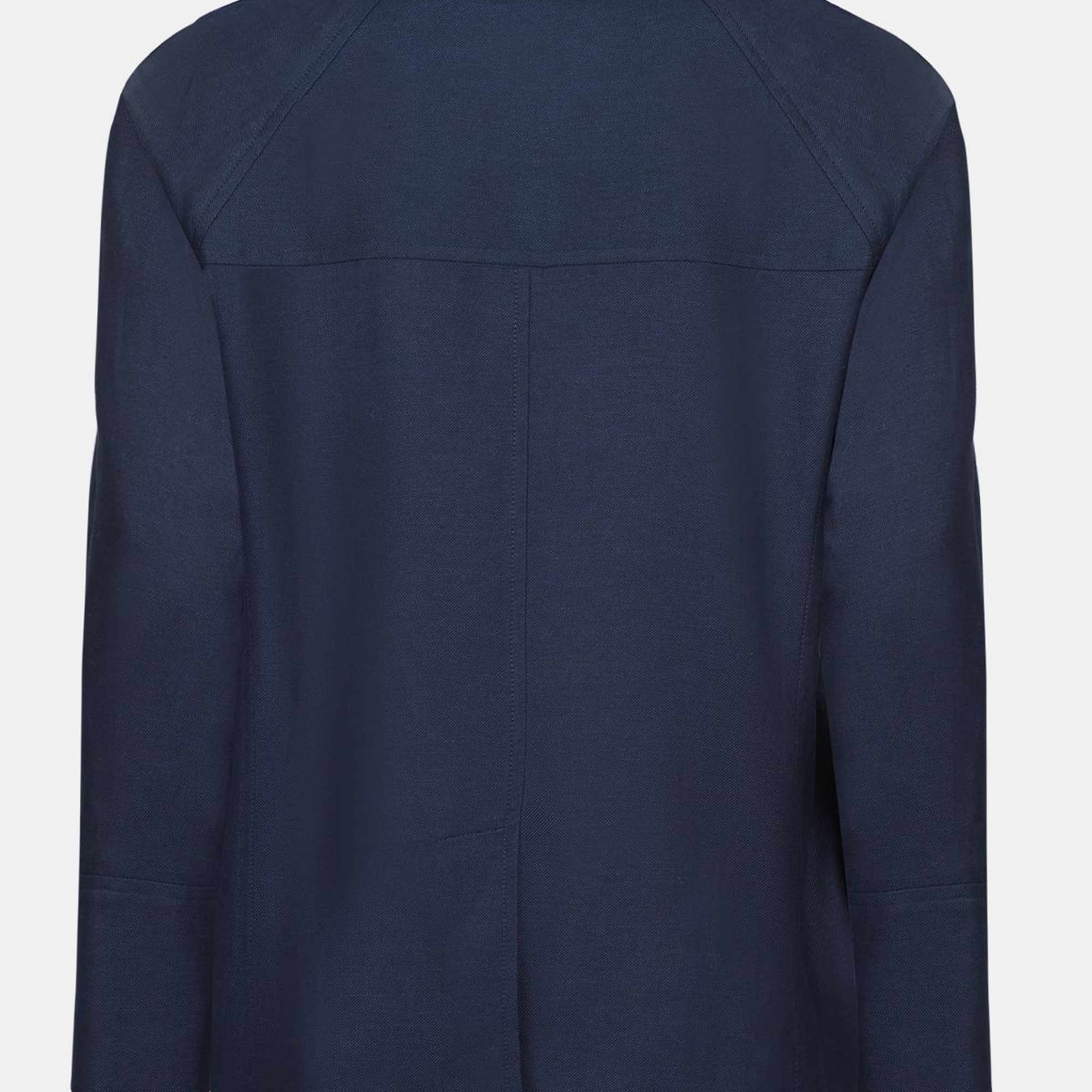 Erkek Lacivert Pamuk Keten Karışımlı Kruvaze Ceket