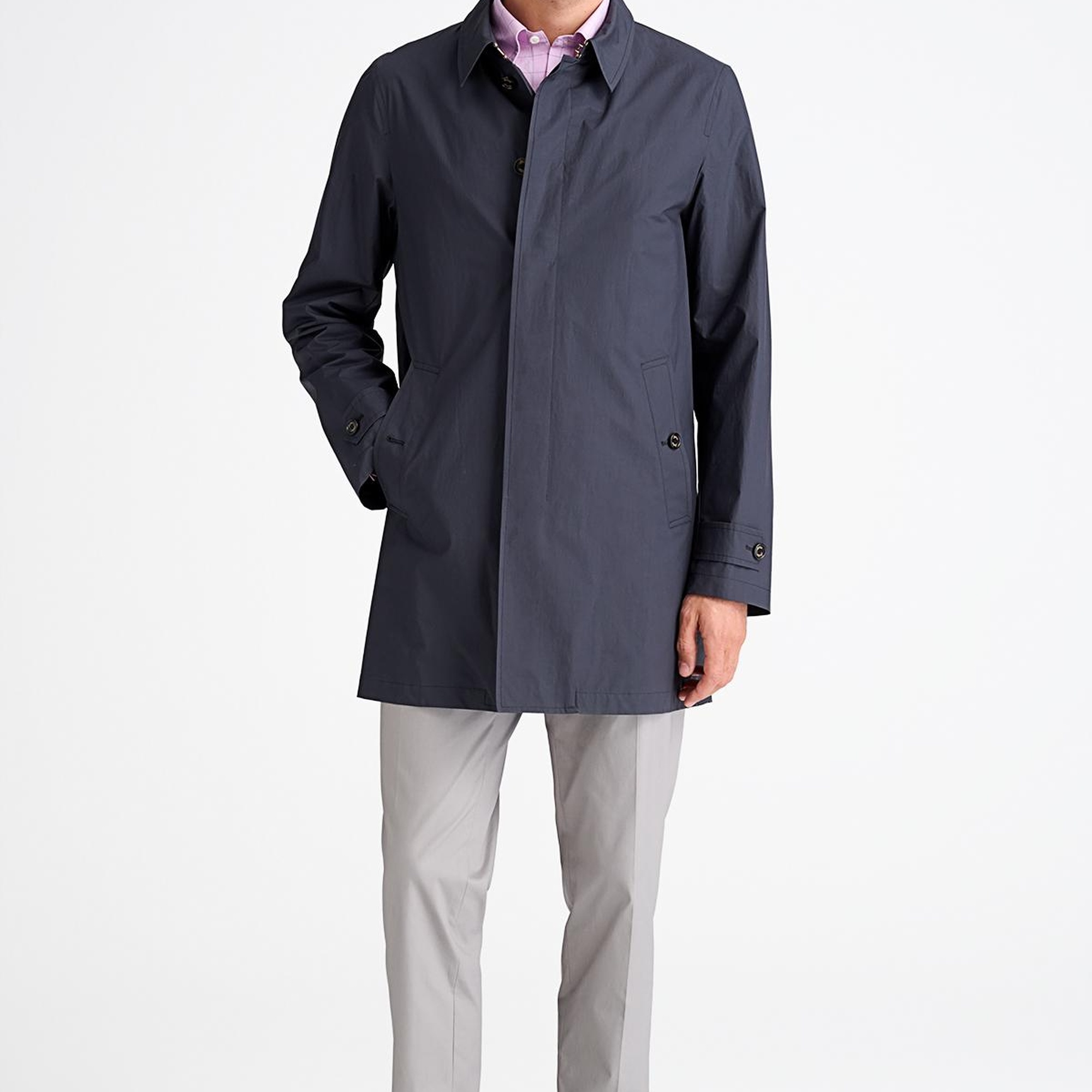 Erkek Lacivert Paraşüt Kumaşlı Trençkot