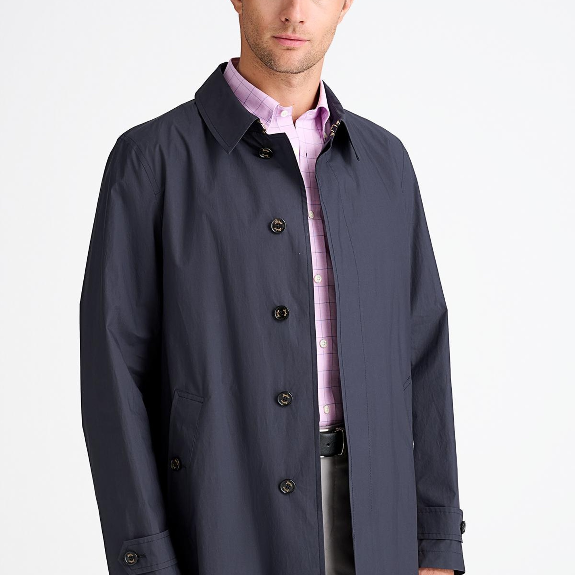 Erkek Lacivert Paraşüt Kumaşlı Trençkot