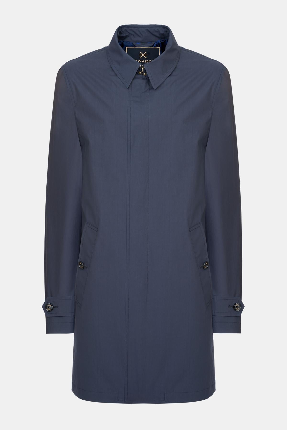  Erkek Lacivert Paraşüt Kumaşlı Trençkot