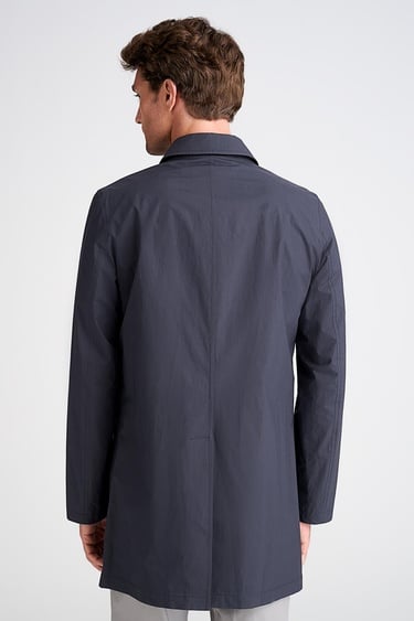  Erkek Lacivert Paraşüt Kumaşlı Trençkot