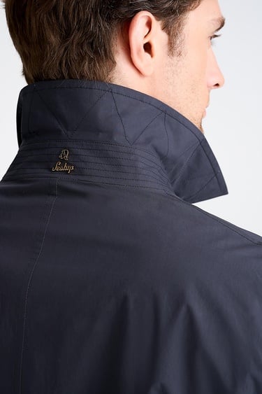  Erkek Lacivert Paraşüt Kumaşlı Trençkot