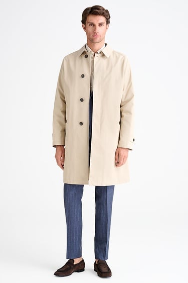  Erkek Bej Reglan Kollu Trençkot
