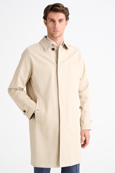  Erkek Bej Reglan Kollu Trençkot