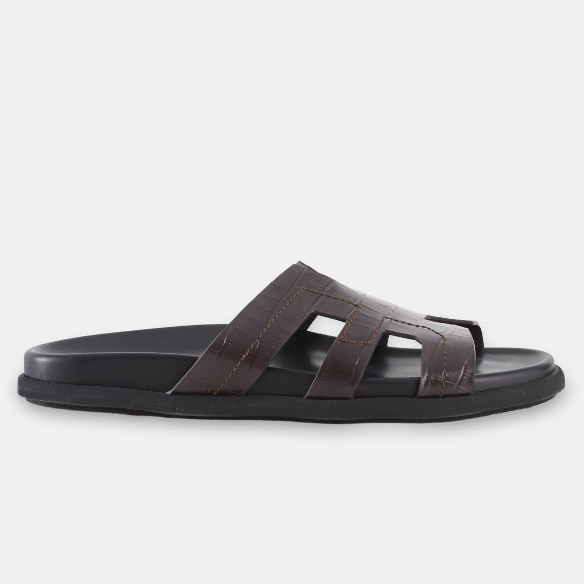 Erkek Kahverengi Deri Sandalet