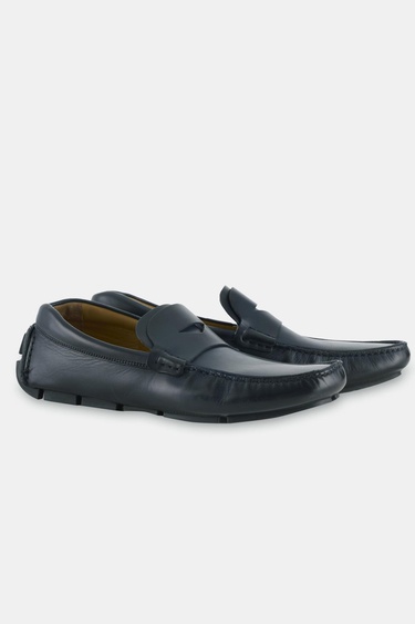  Erkek Mavi Deri Loafer