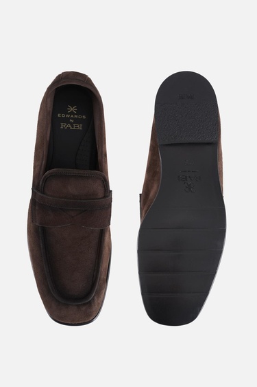  Erkek Kahverengi Deri Bağcıksız Klasik Ayakkabı