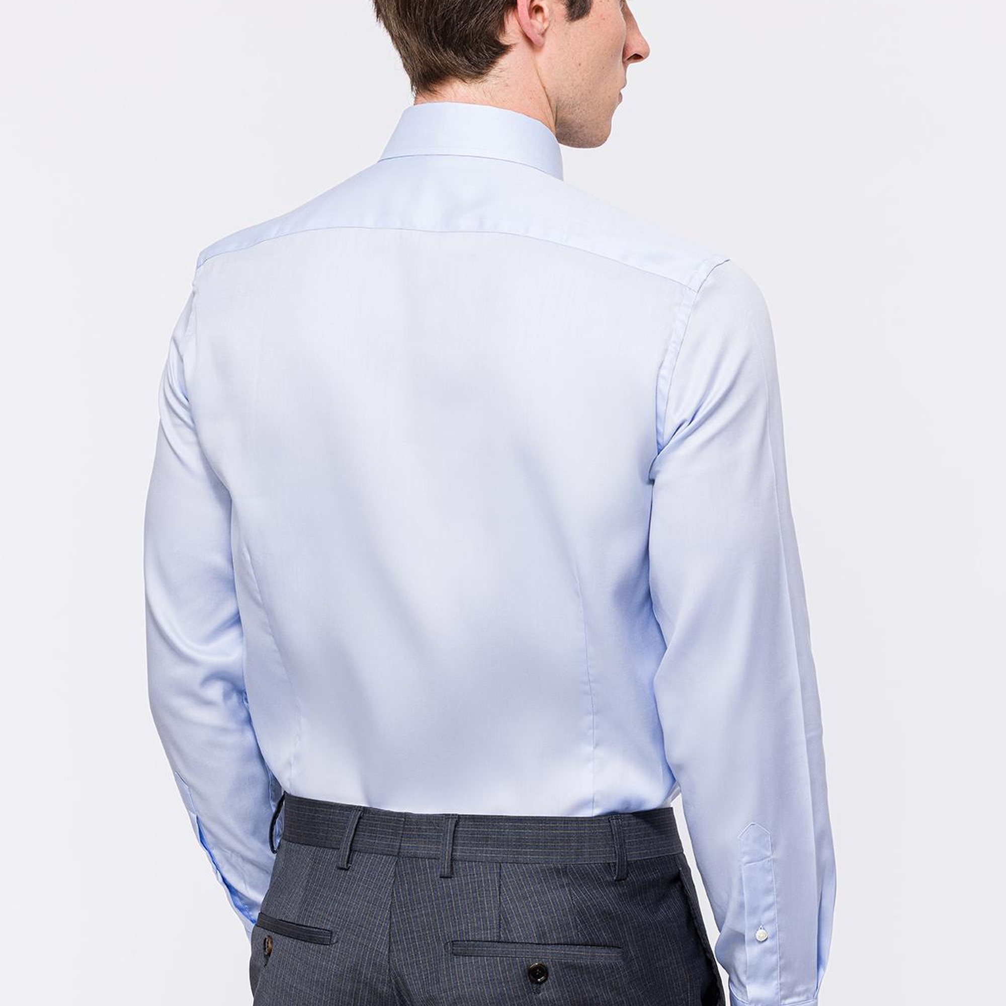 Erkek Mavi Oliver Fit Düğmeli Yaka Klasik Gömlek