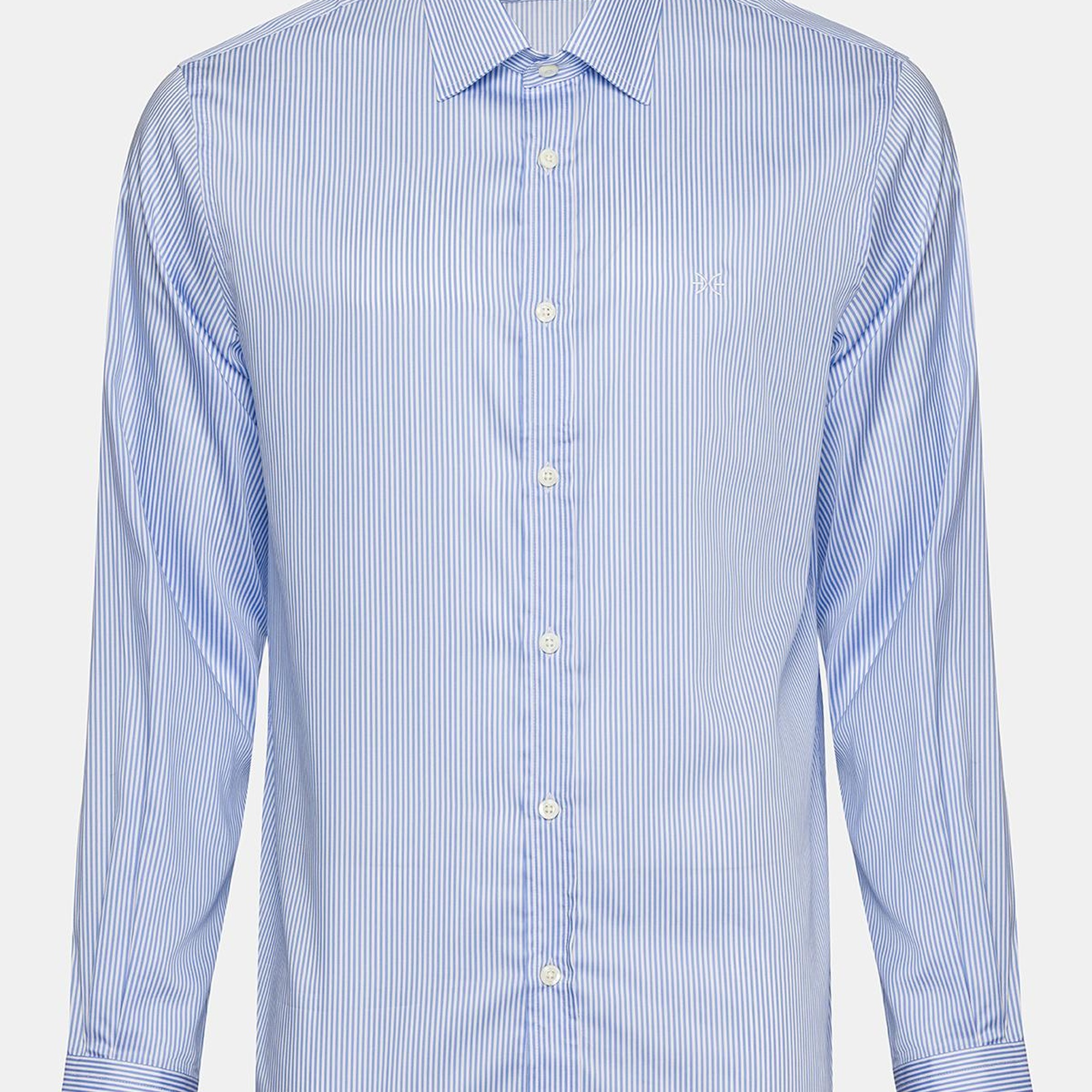 Erkek Mavi Cooper Fit Kravat Yaka Klasik Gömlek