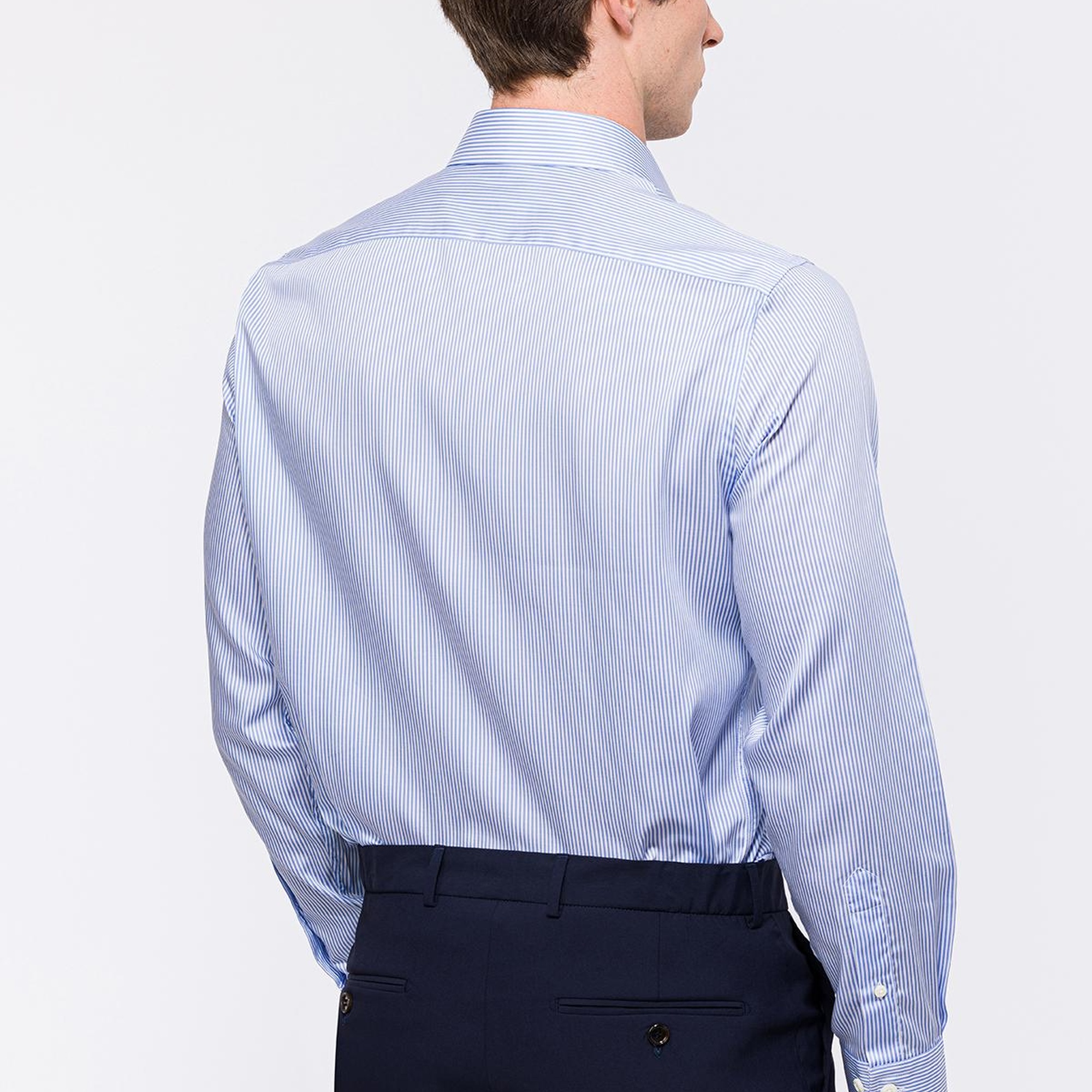 Erkek Mavi Cooper Fit Kravat Yaka Klasik Gömlek