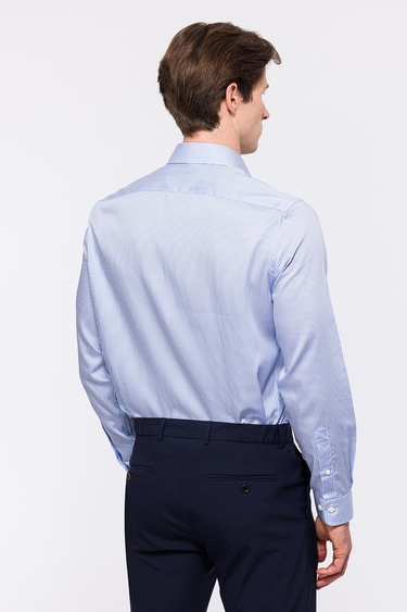  Erkek Mavi Cooper Fit Kravat Yaka Klasik Gömlek
