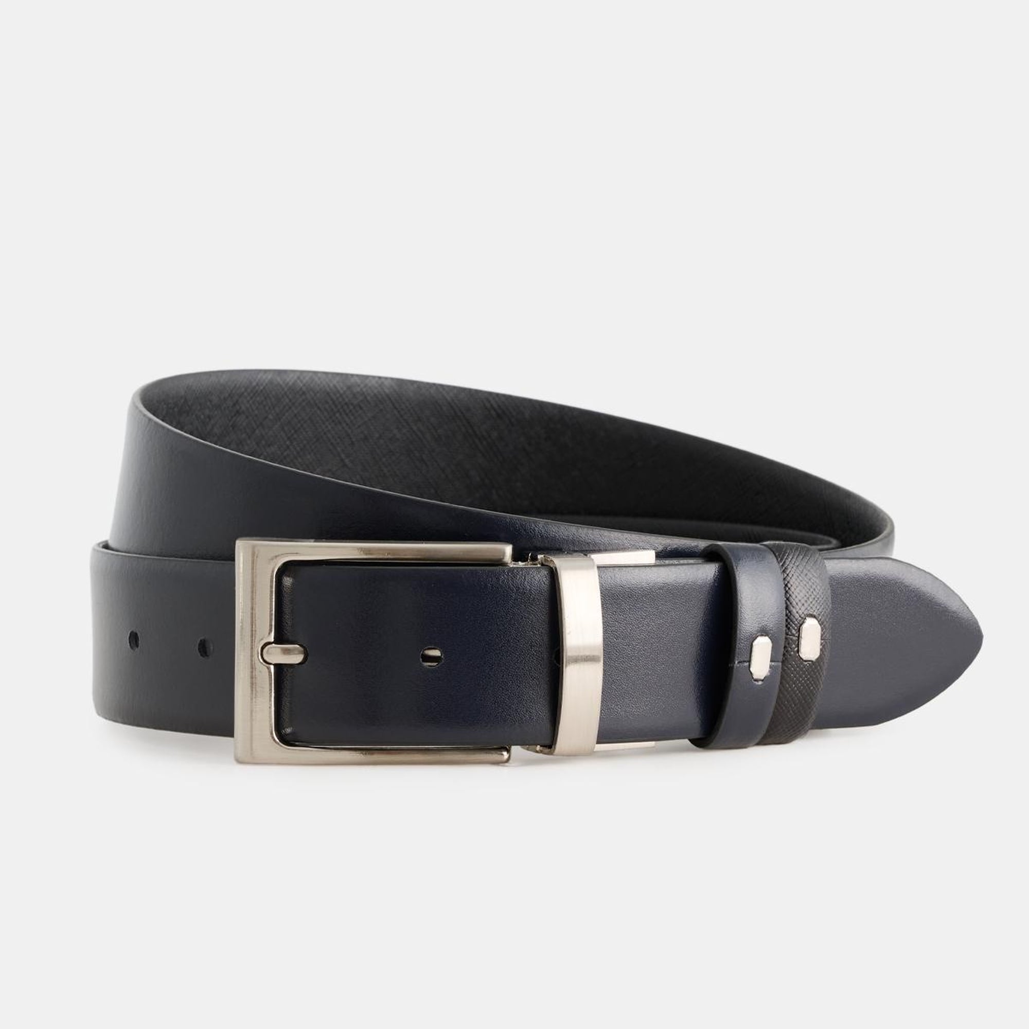 Erkek Siyah Deri Çift Taraflı Klasik Kemer