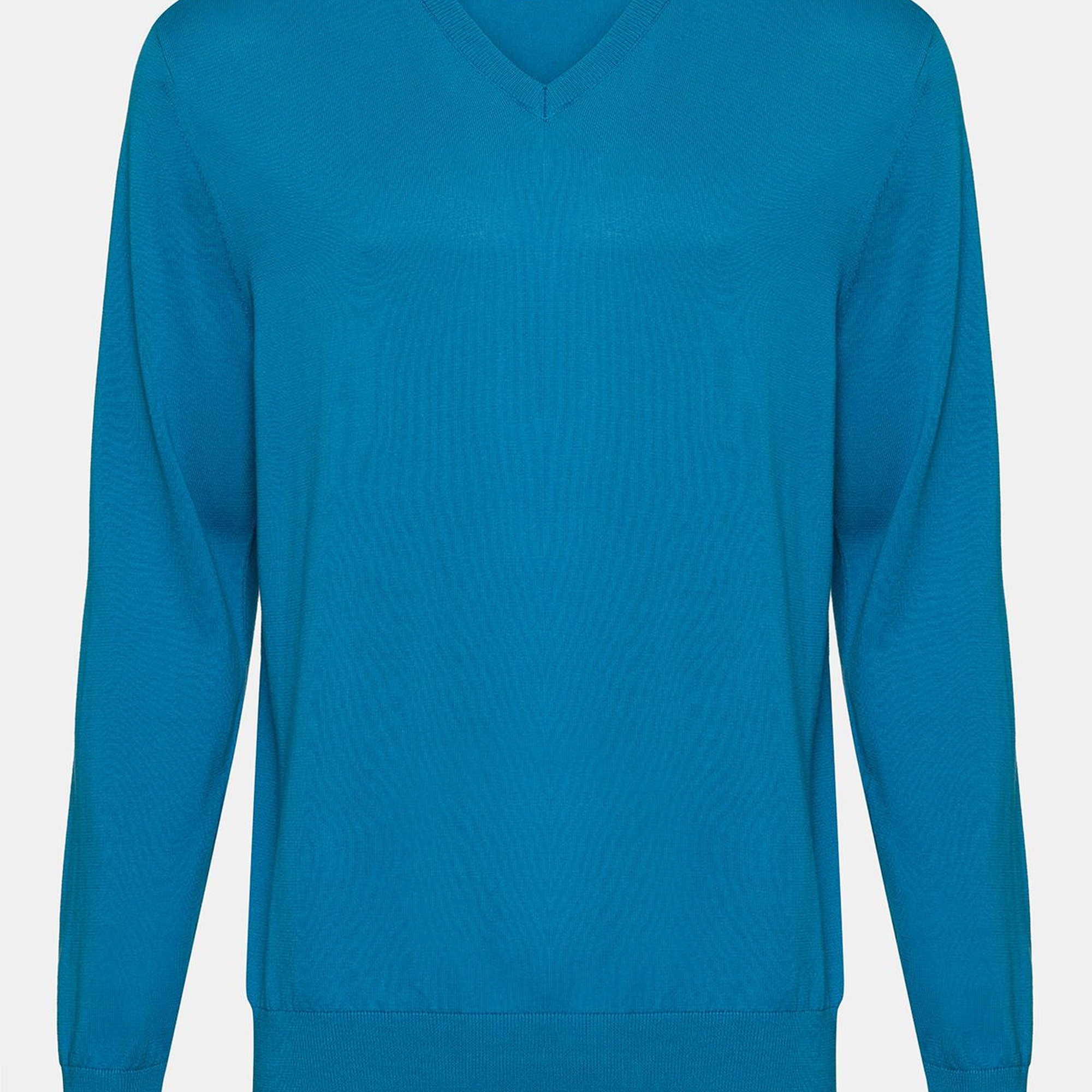 Erkek Petrol Organik Pamuklu V Yaka Kazak