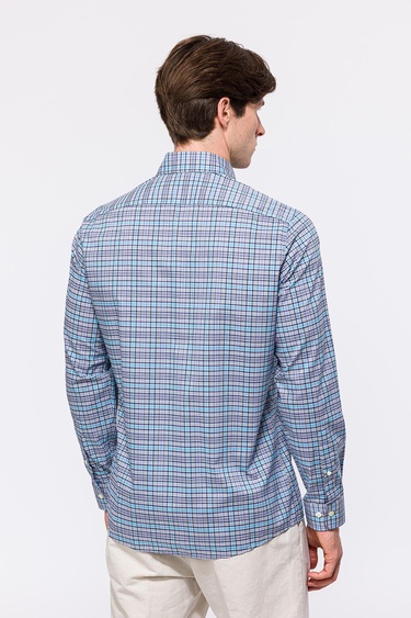  Erkek Turkuaz Cooper Fit Düğmeli Yaka Spor Gömlek