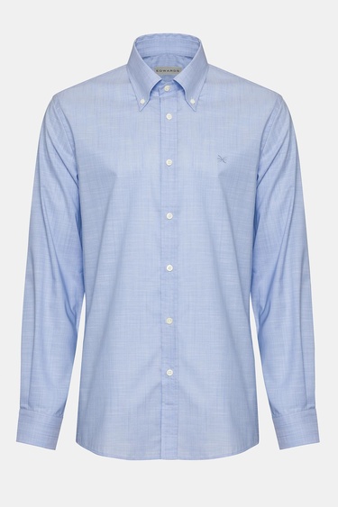  Erkek Açık Mavi Cooper Fit Düğmeli Yaka Spor Gömlek